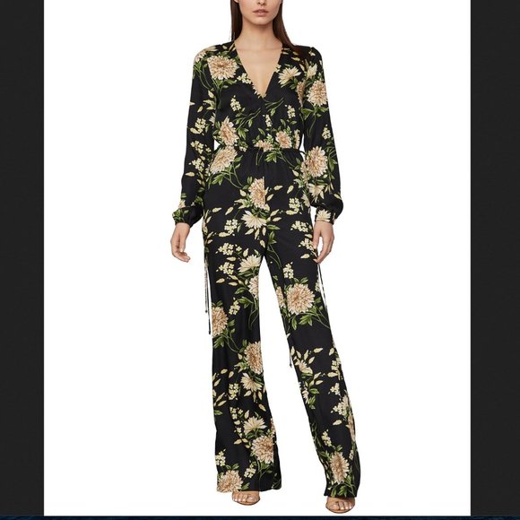 NWT BCBGMAXAZRIA Long Sleeve V-Neck Jumpsuit - Picture 5 of 11